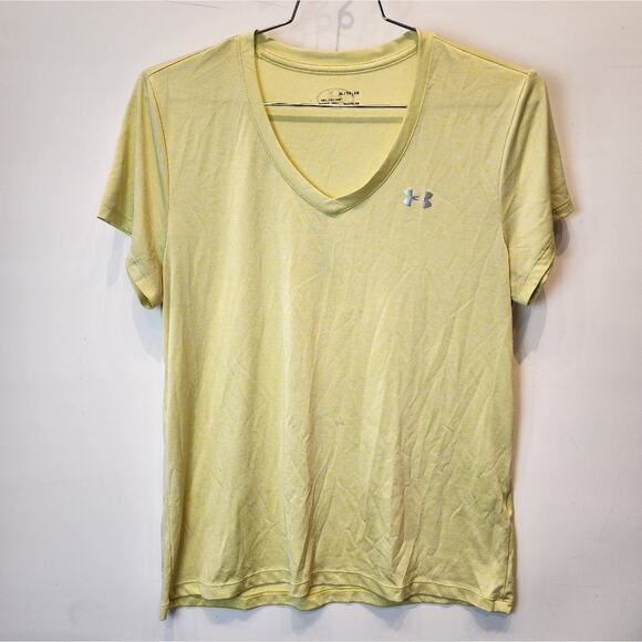 Under Armour Women's Athletic T-Shirt Short Sleeve Yellow Lightweight Size XL - Picture 2 of 5